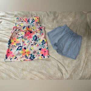 Carter’s - Girls Size 7 Top with blue shorts - 2pc